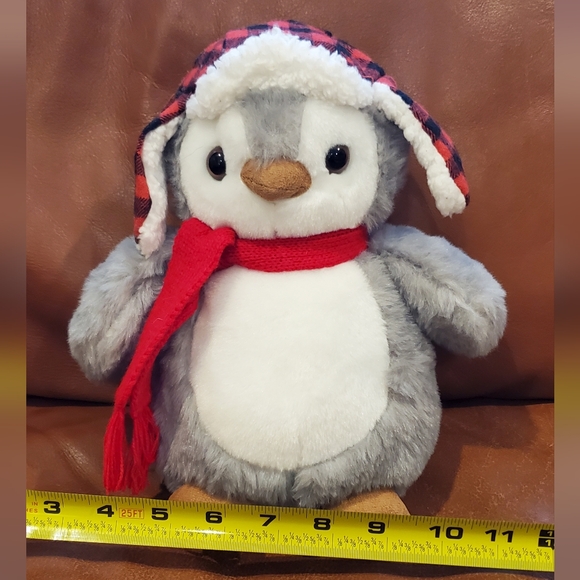 9 inch Bearington Collection Penguin with Winter Hat Scarf Stuffed Plush Decor - Picture 8 of 9